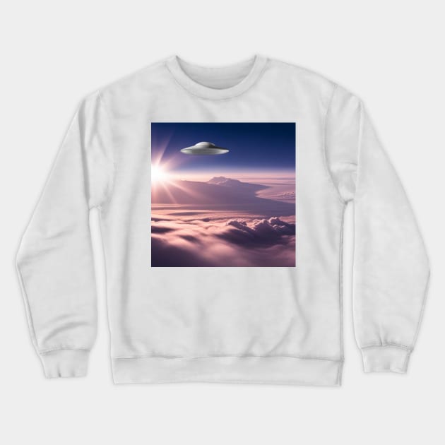 Silver Saucer Crewneck Sweatshirt by UFO CHRONICLES PODCAST